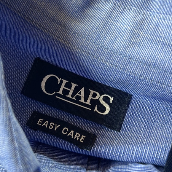 Sz Medium Chaps Easy Care Blue Long Sleeve Button Down Shirt - Picture 6 of 7